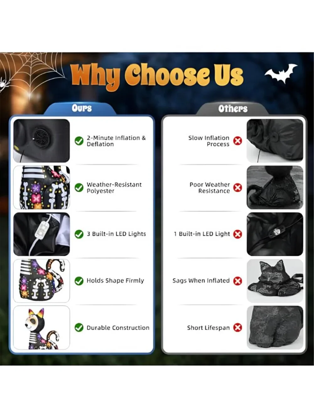 4.4FT Halloween Inflatables Outdoor Decoration, Day of The Dead Black Cat